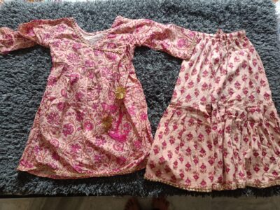 Preloved peach and pink girls sharara set