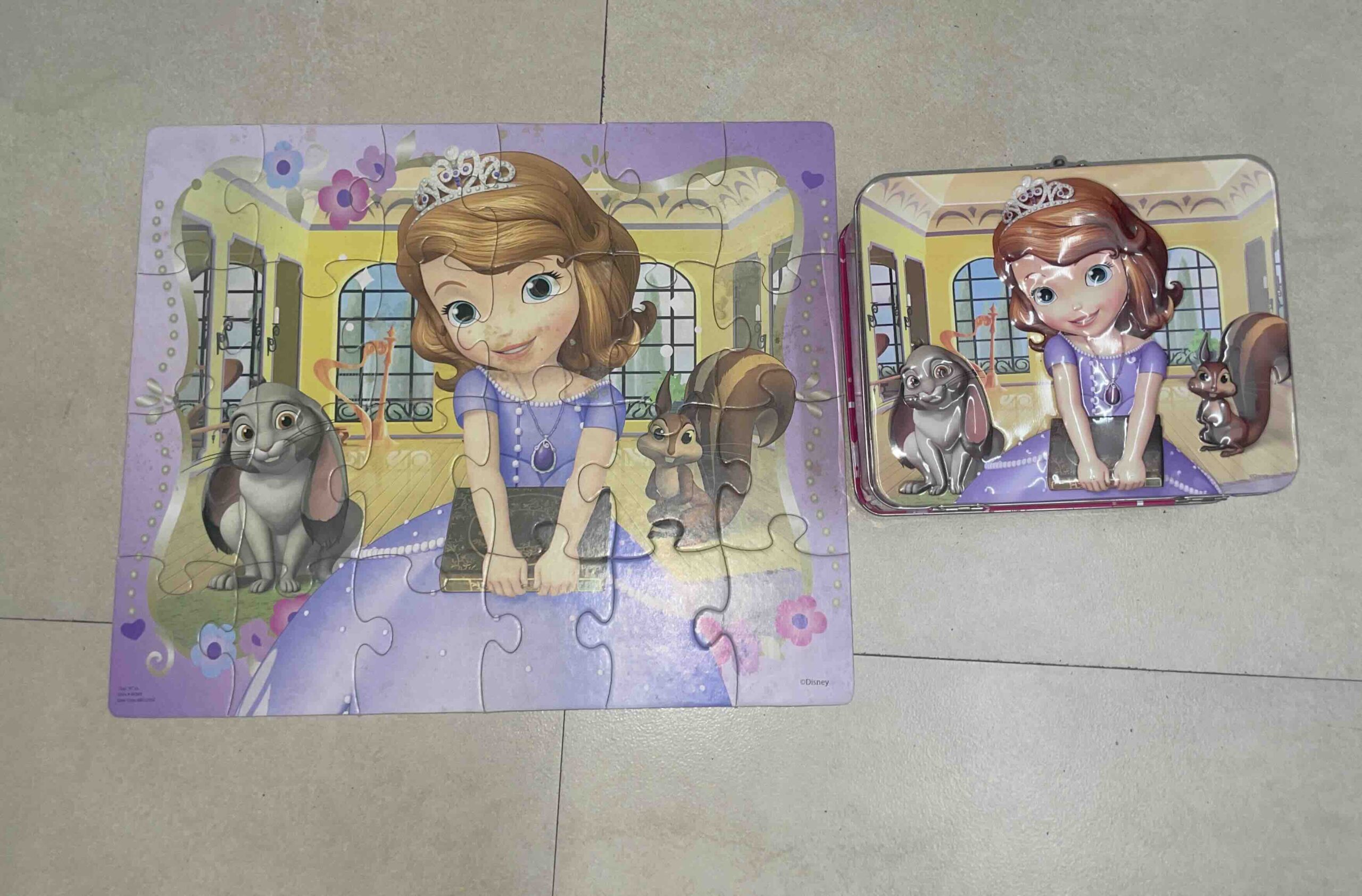 secondhand Sophia princess puzzle for girls with tin box