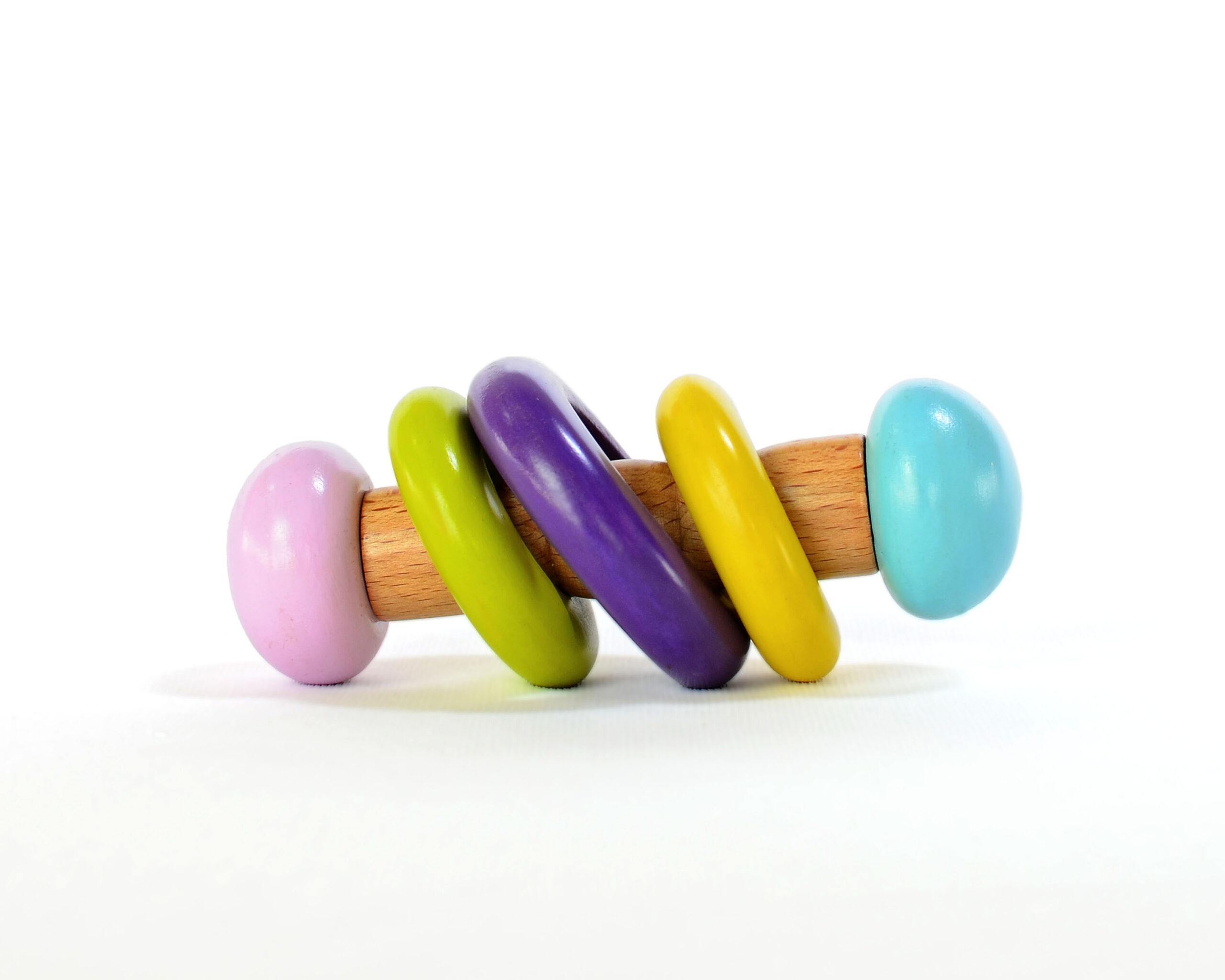 NEW Ekidskart handmade, eco-Friendly, non-toxic wooden baby teething rattle (Multicolor)