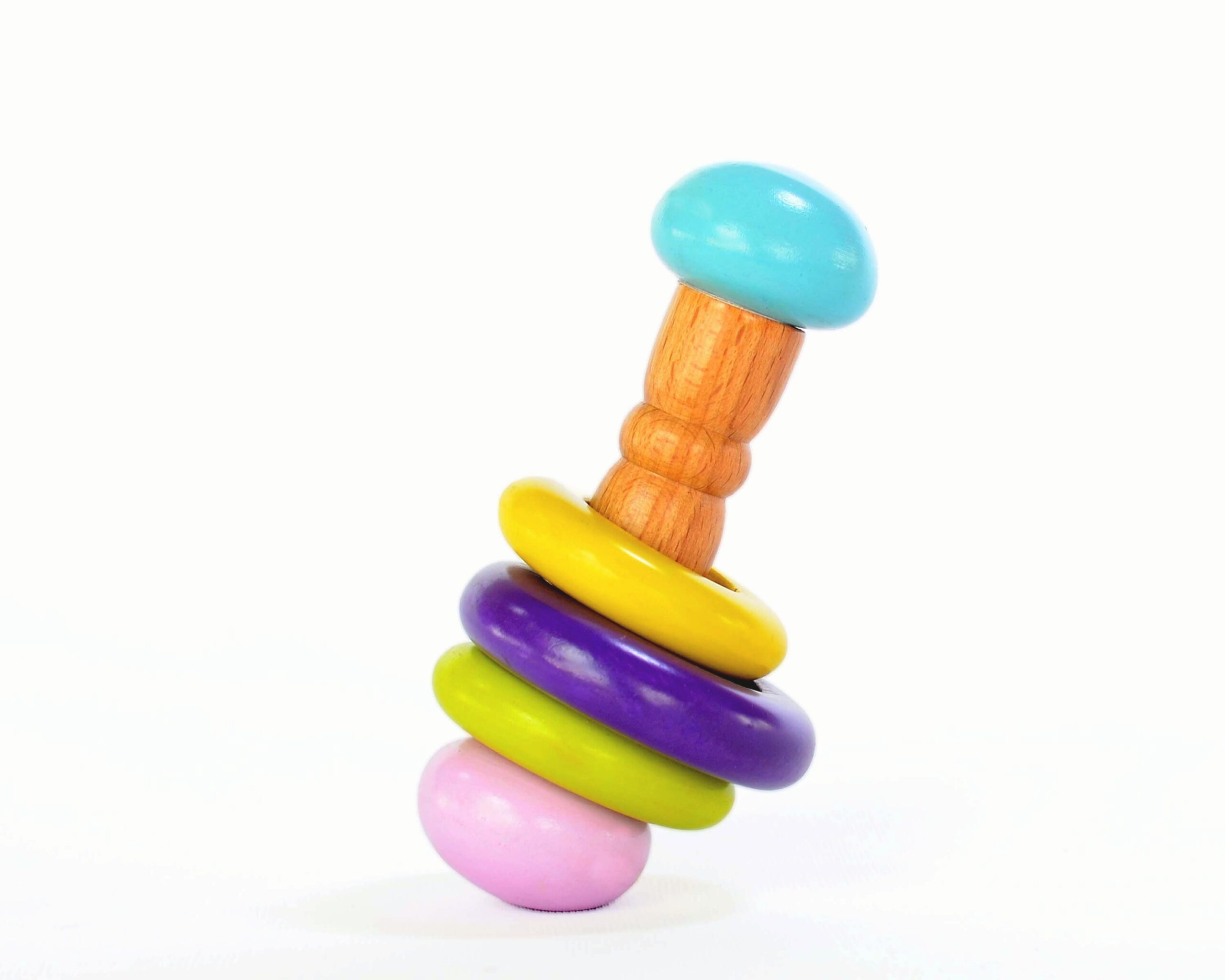 NEW Ekidskart handmade, eco-Friendly, non-toxic wooden baby teething rattle (Multicolor)