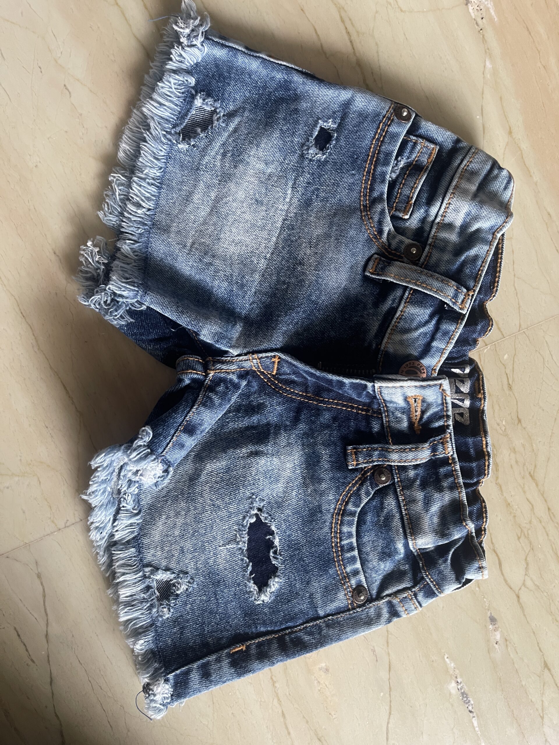 New Pepe blue ripped denim shorts for kids (4 years)