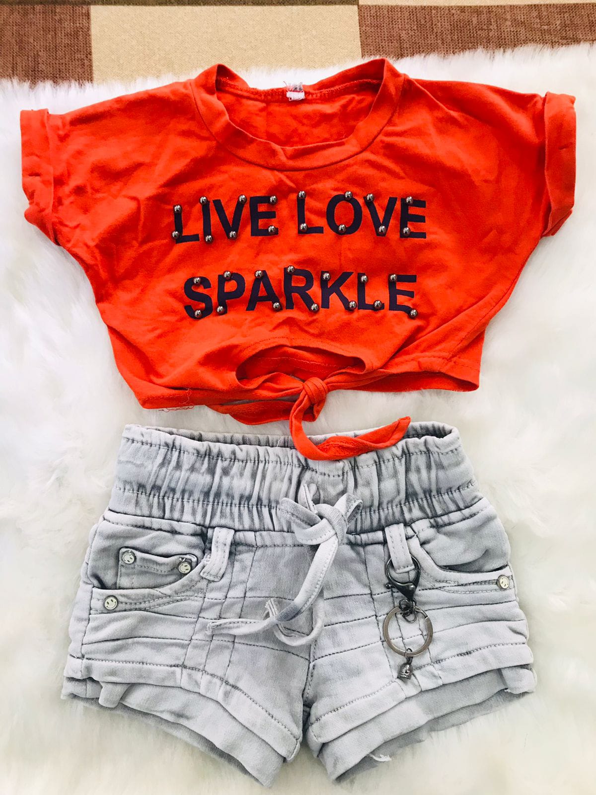 secondhand crop top shorts set (2-3 years)