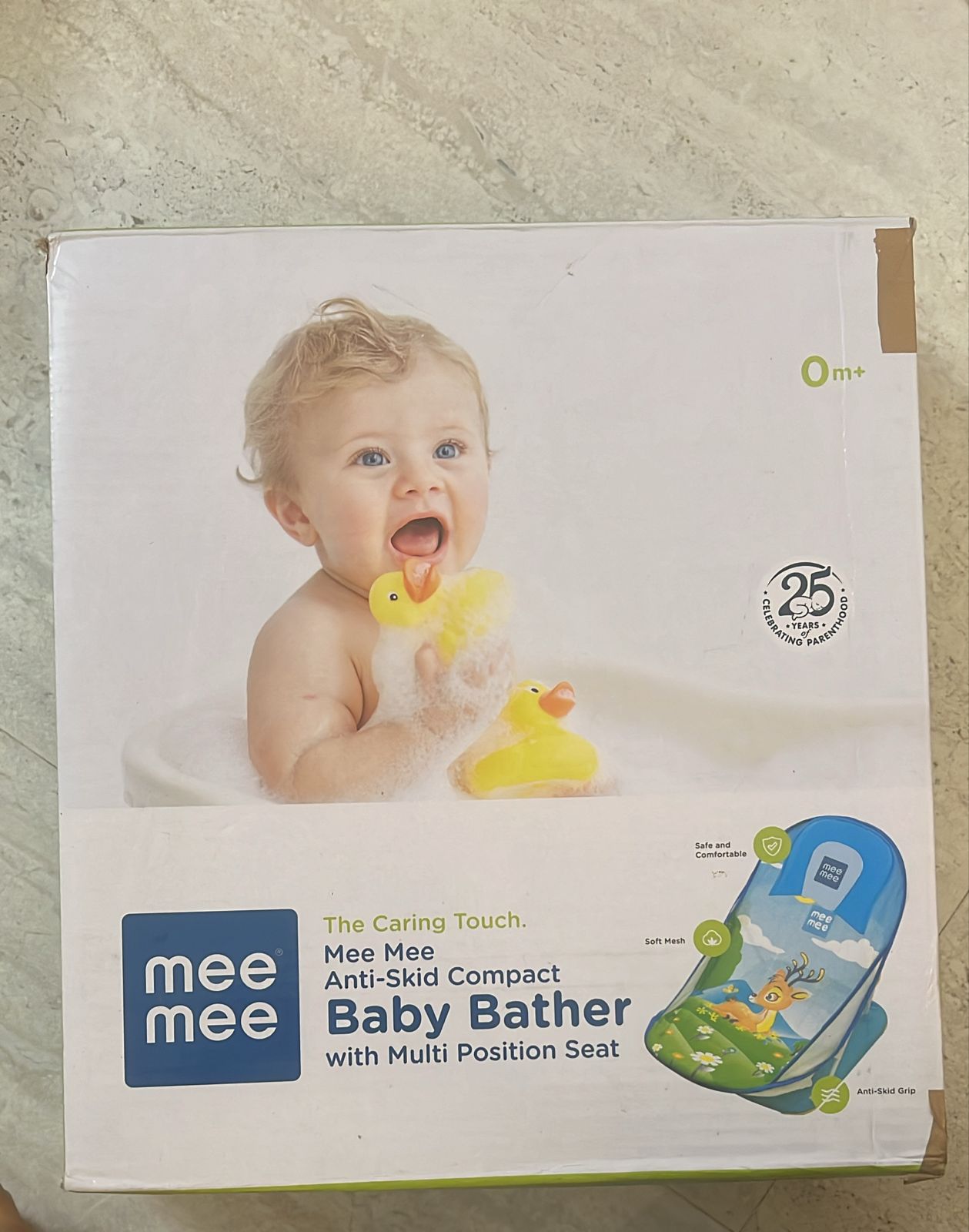 Preowned but unused NEW Mee Mee anti skid baby bather