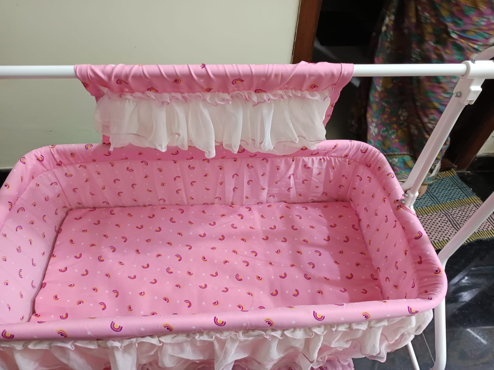 Gently used Like New pink baby cradle for sale in Chennai