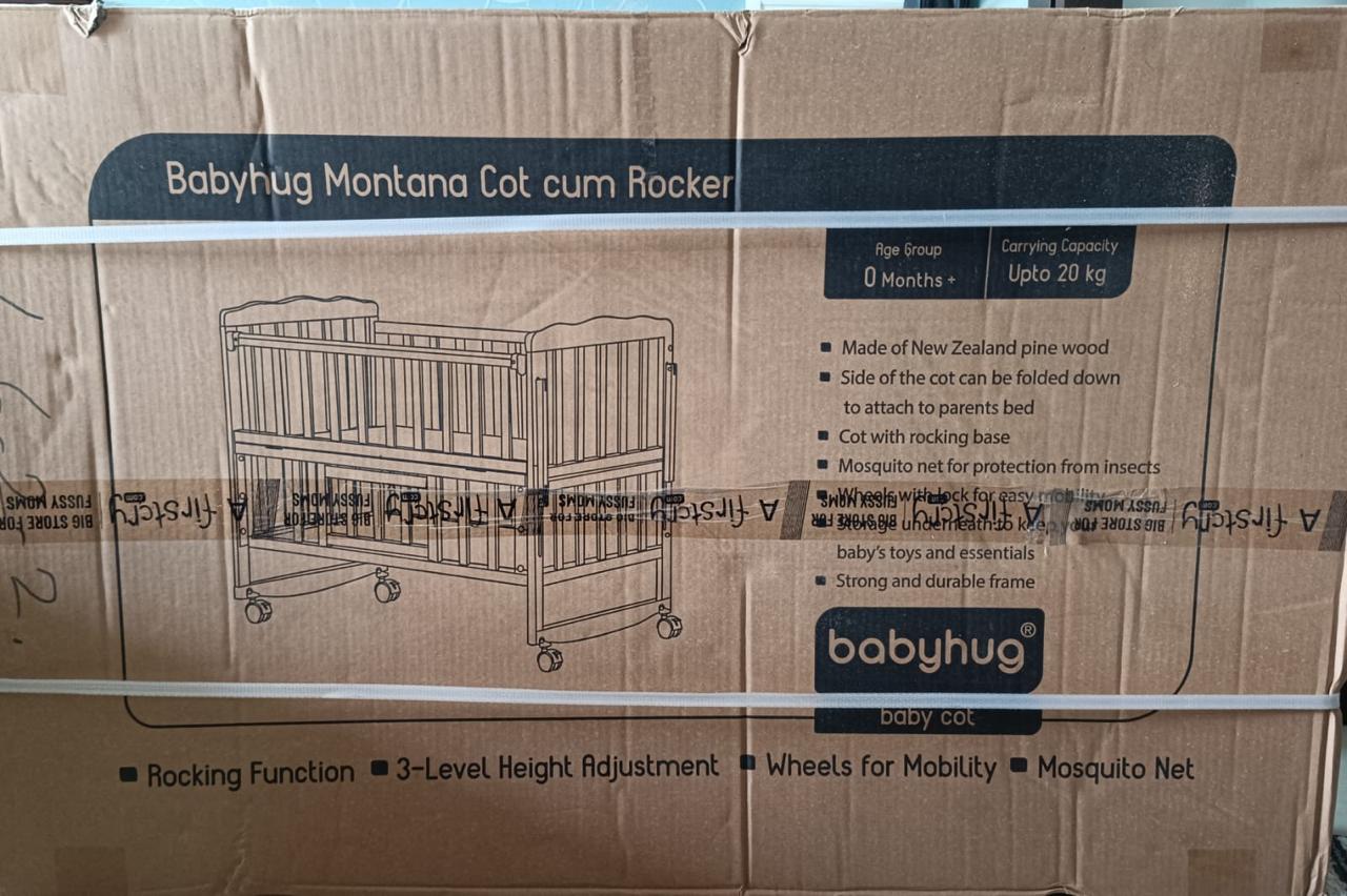 My Thrift Baby Loot Babyhug montana cot cum rocker with mosquito net for sale in Mumbai