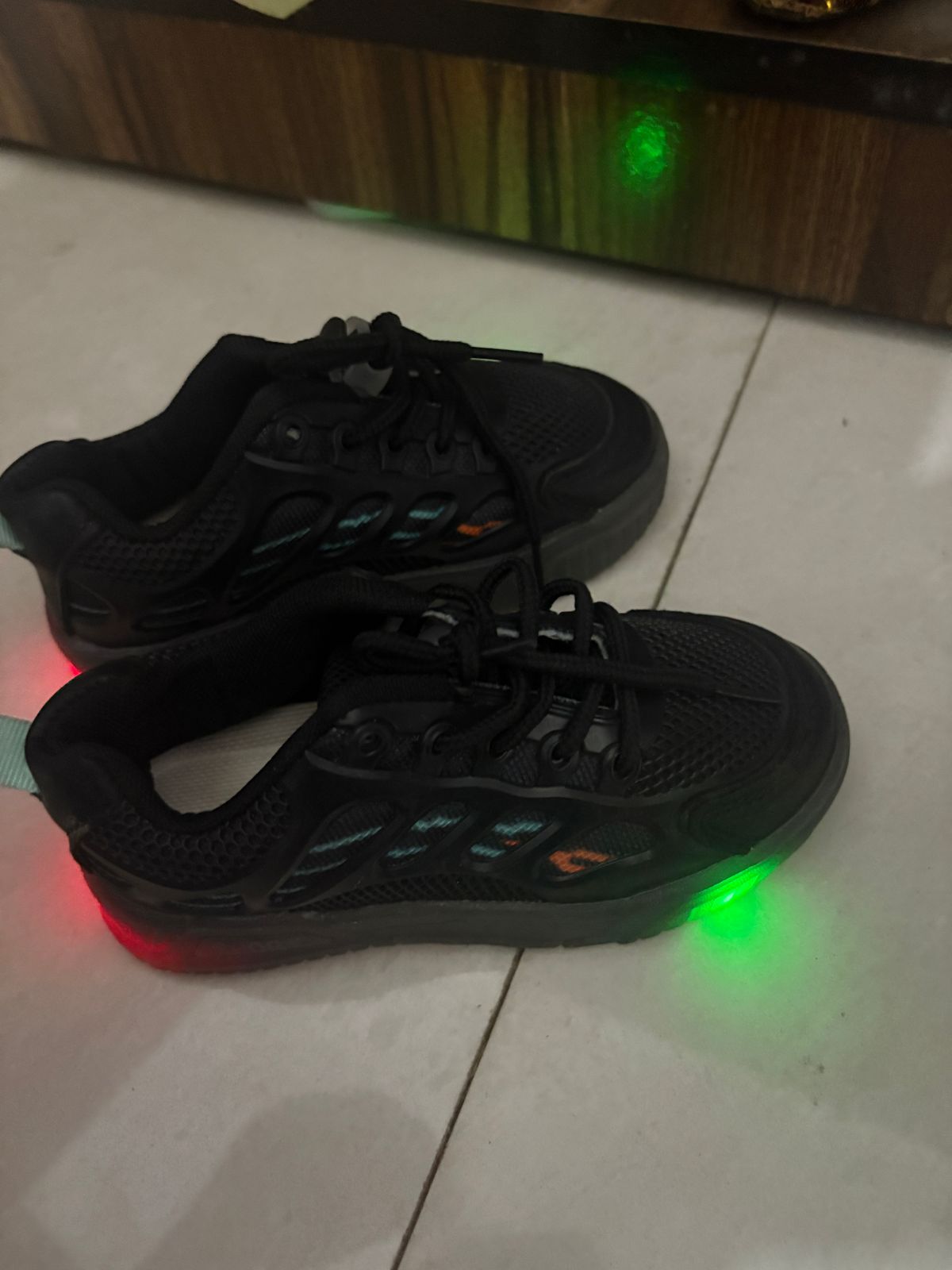 Preowned party wear boys shoes with light (2-3 years)