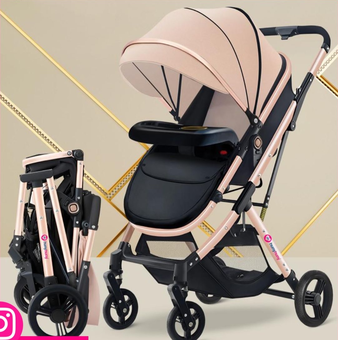 Preowned but unused NEW Hunyhuny 3 in 1 Z fold stroller pram (brown) ( Mumbai )
