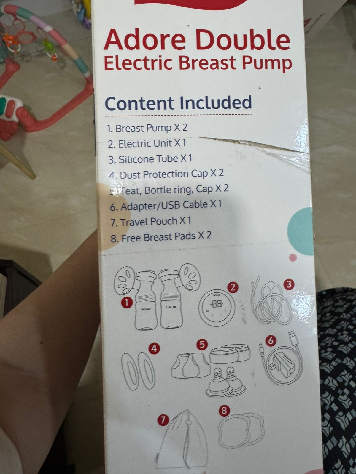 Preowned but unused NEW Luvlap Adore Double Electric Breast Pump