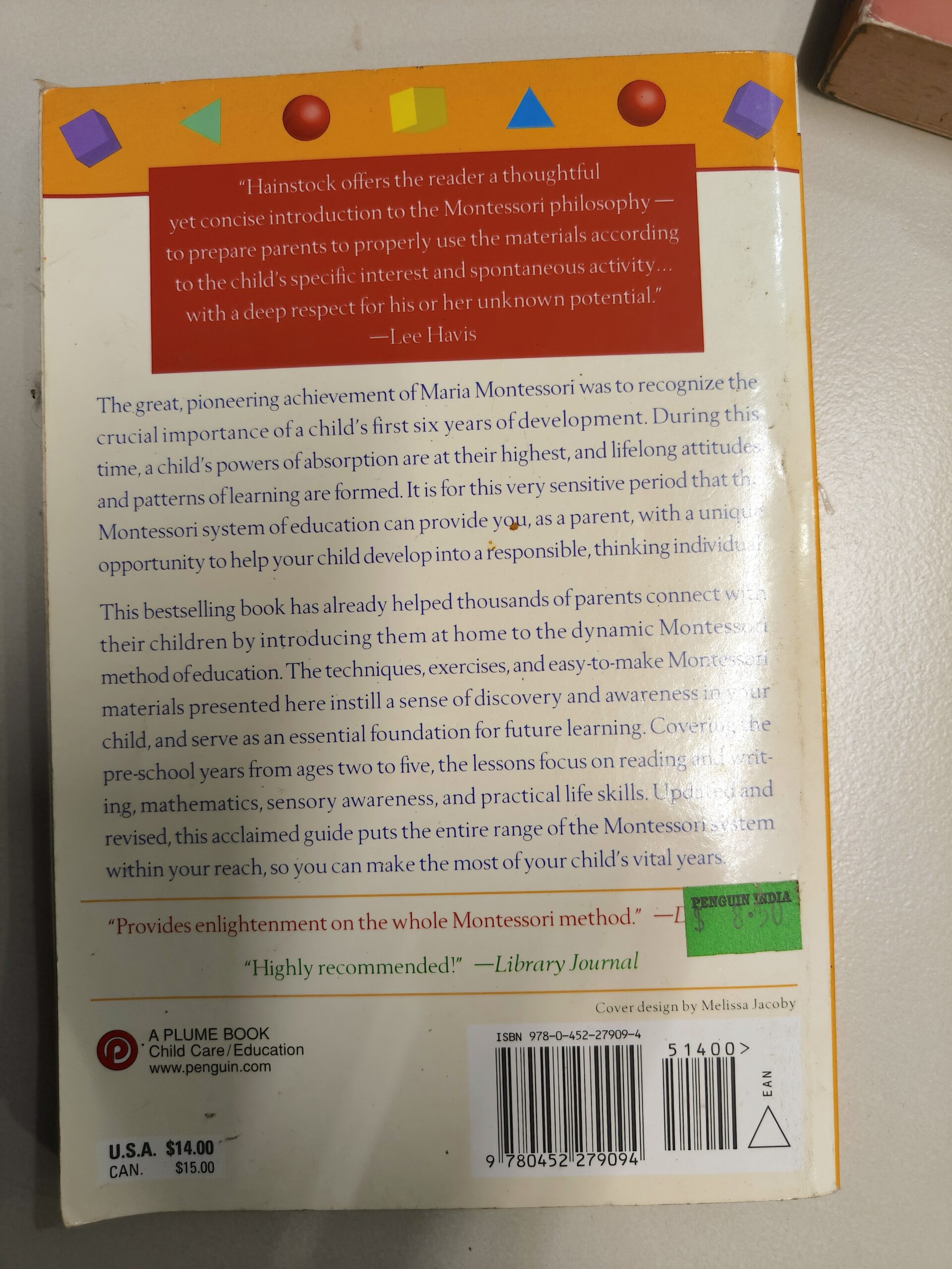 Thrifted Montessori home education book for sale