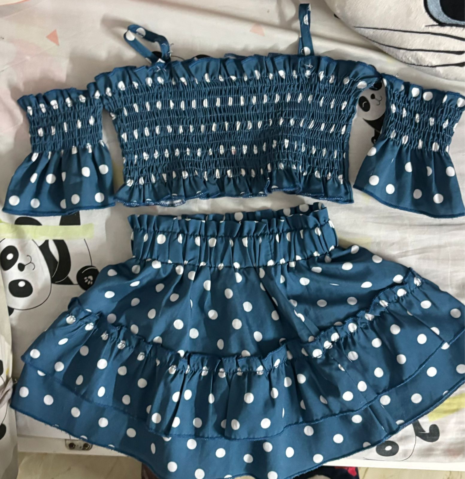 Gently used Like new polka dot crop top and skirt for toddlers