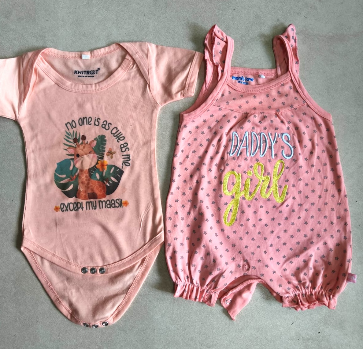 Preowned baby romper set with cute printed quotes