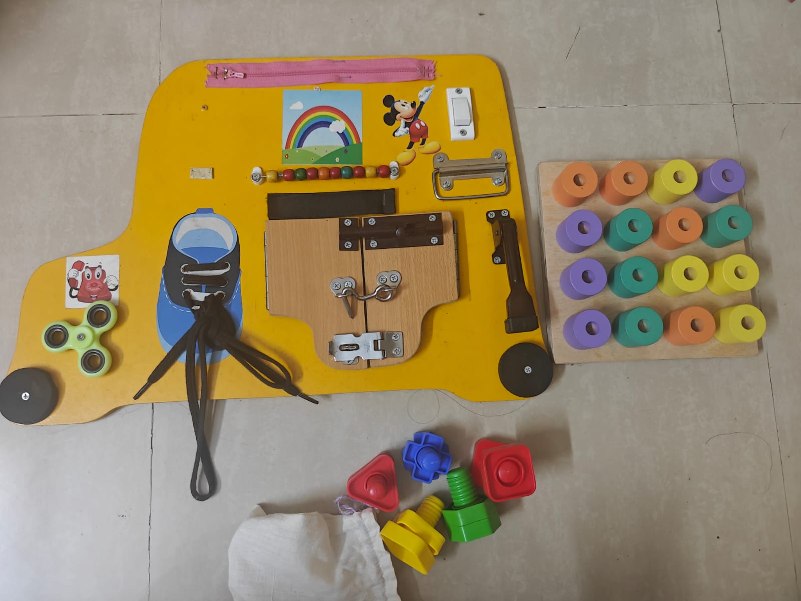 Educational wooden busy board thrifted toy secondhand Educational wooden busy board thrifted toy