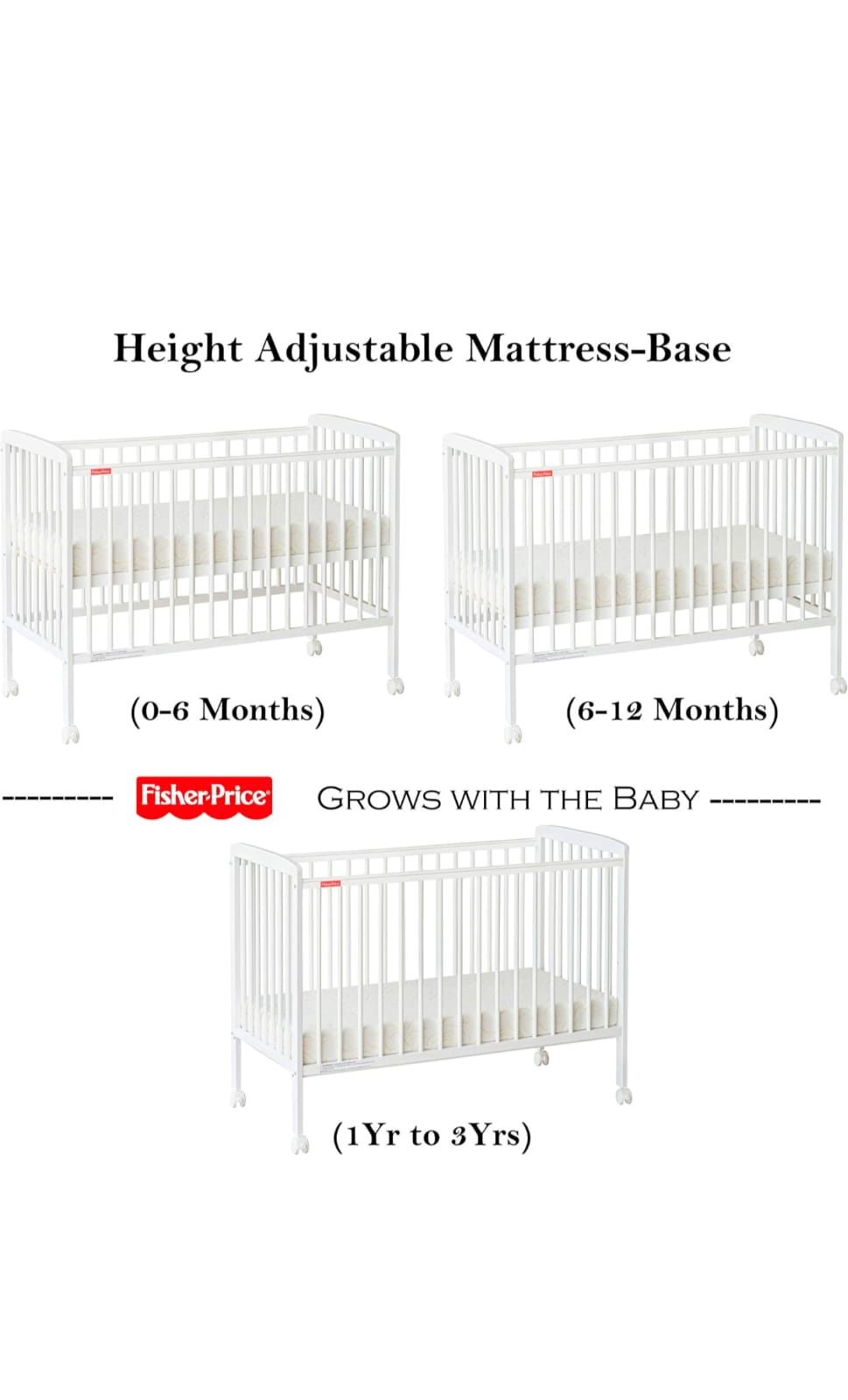 Used Fisher Price crib with mattress in good condition