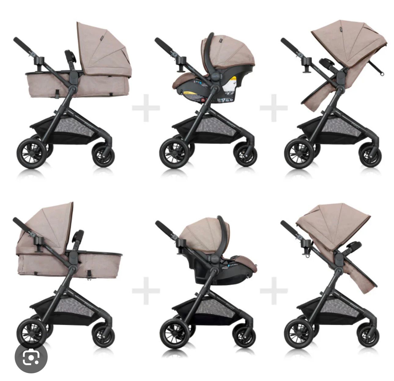 Preowned Evenflo Pivot stroller with car seat