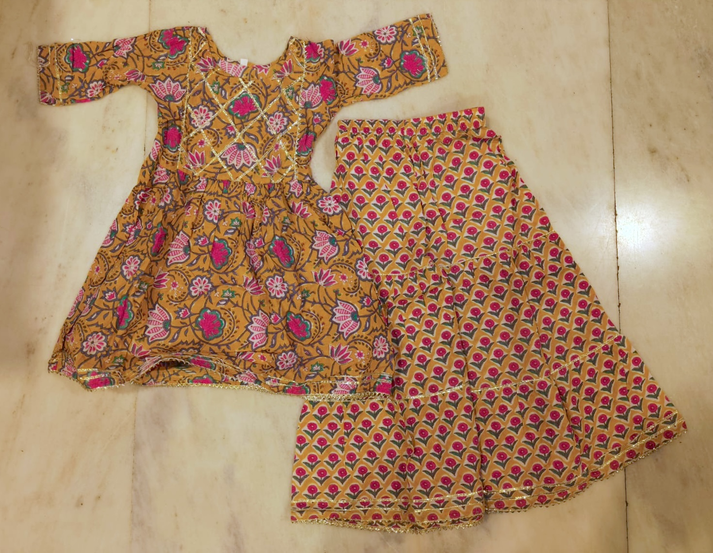 Soft cotton sharara set for kids preloved