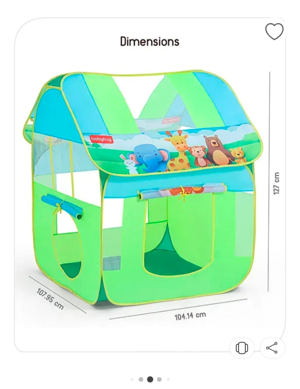 Prewoned Spacious Babyhug kids play tent like new