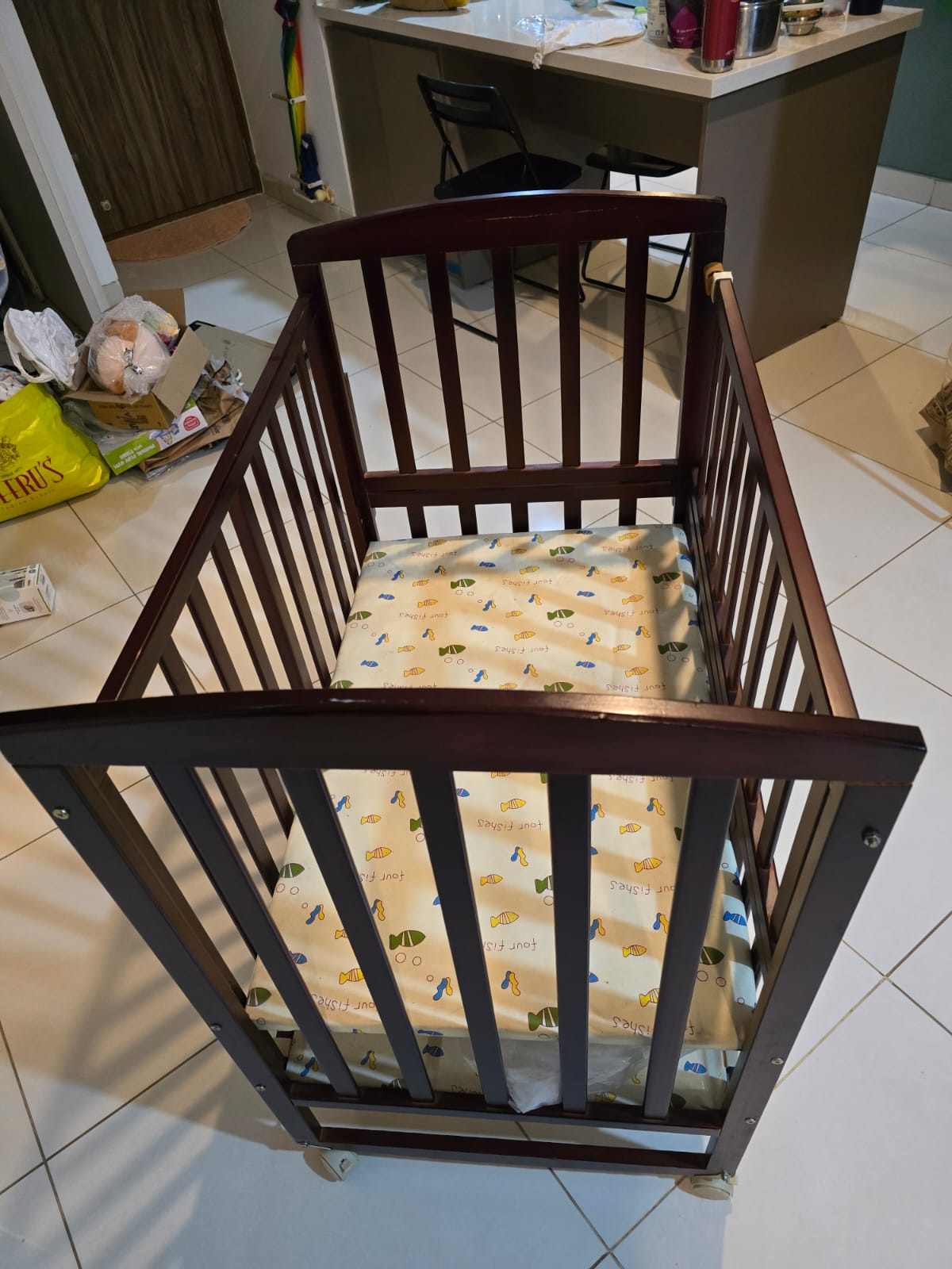 LuvLap wooden cot for babies preloved in good condition