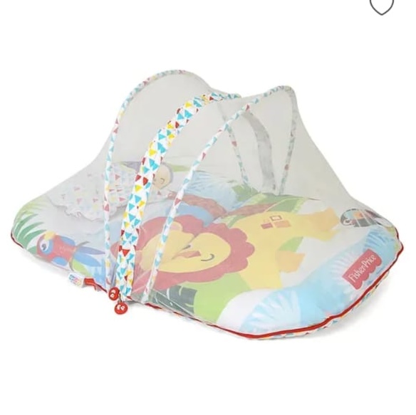 Preowned unused New baby mattress with protective net by Fisher Price Preowned unused New baby mattress with protective net by Fisher Price