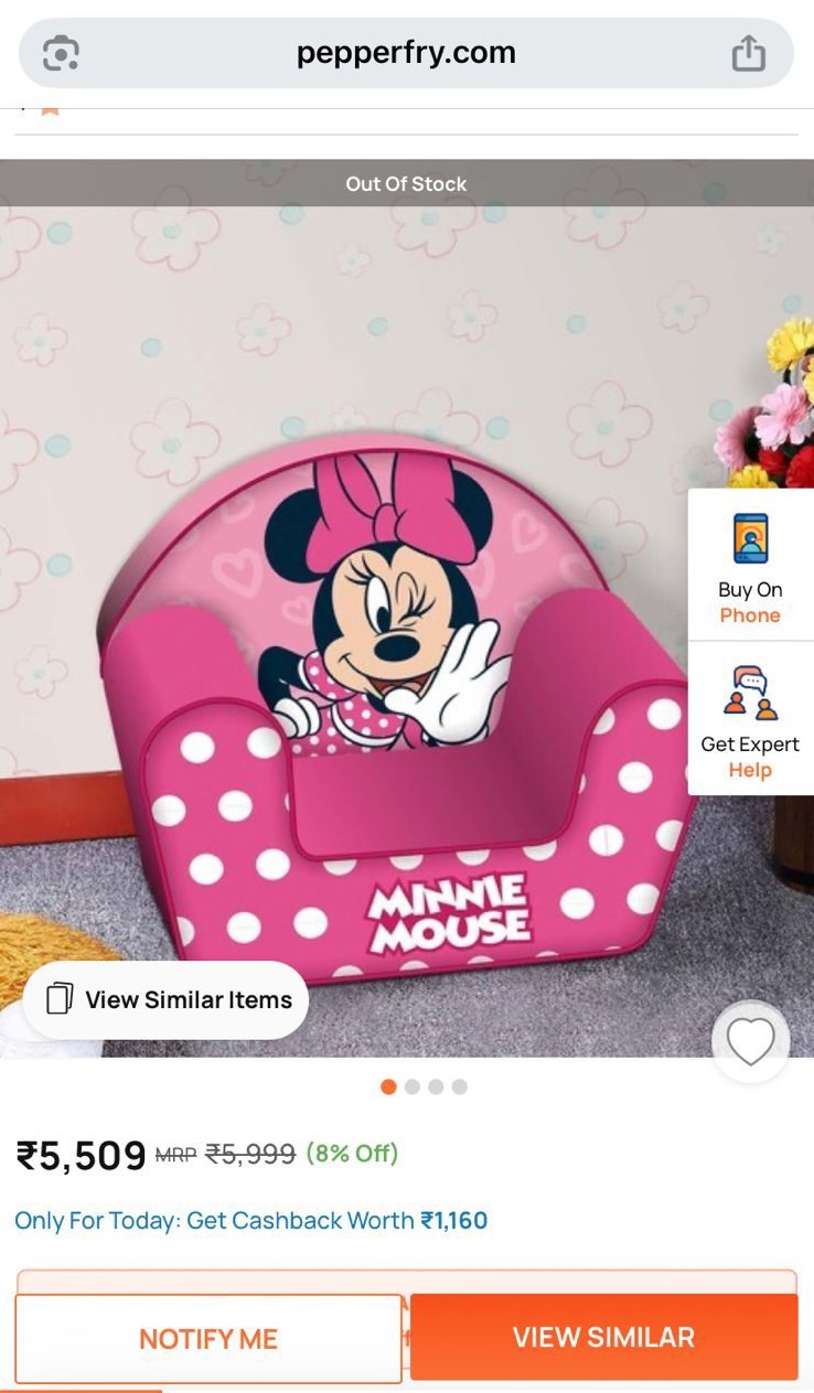 Used Minnie Mouse kids sofa preloved for sale in Ghaziabad