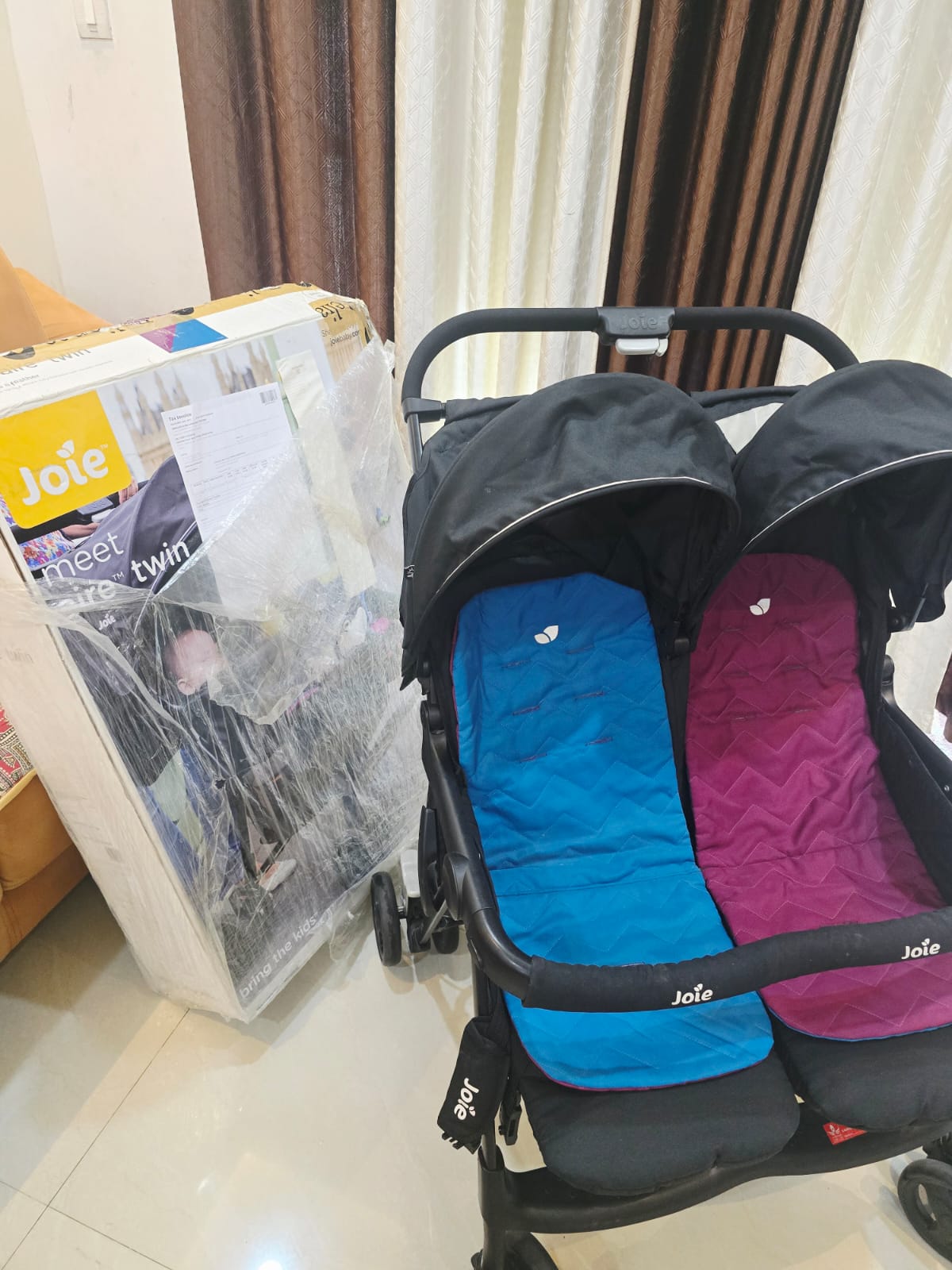 Affordable secondhand good condition Joie Aire twin stroller