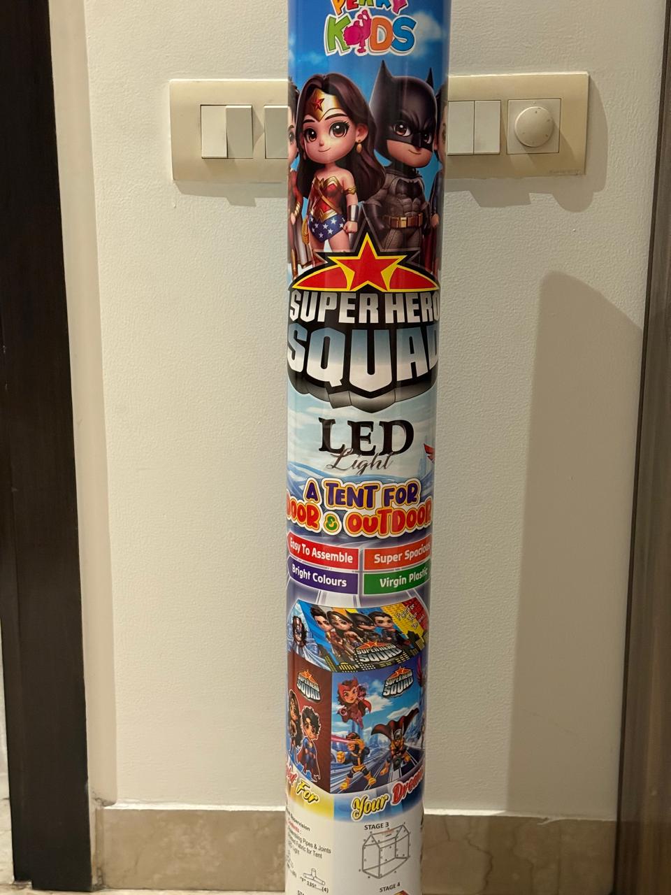 Preowned but unused Portable kids play tent indoor outdoor - superhero design