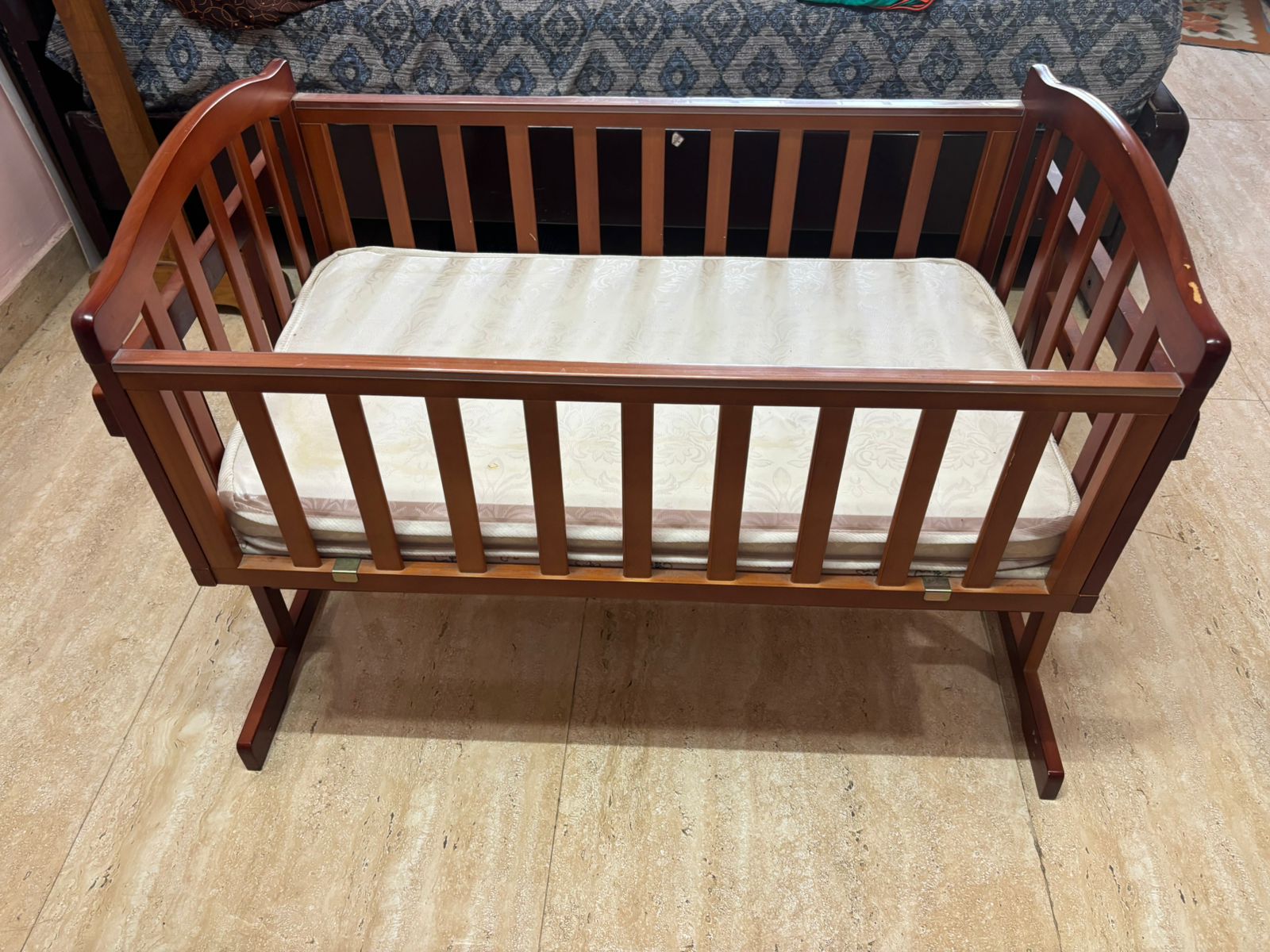 Wooden baby cradle for newborns used