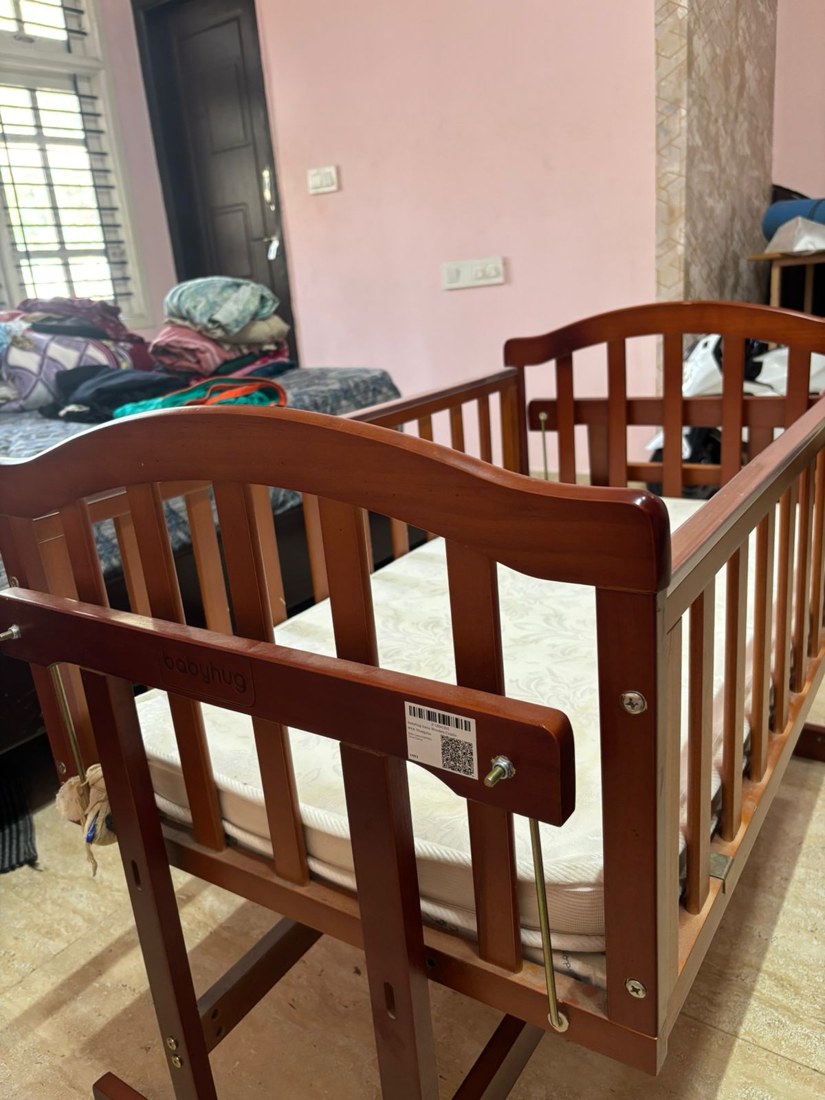 Traditional wooden baby cradle India